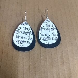 Black and White Halloween Teardrop Earrings